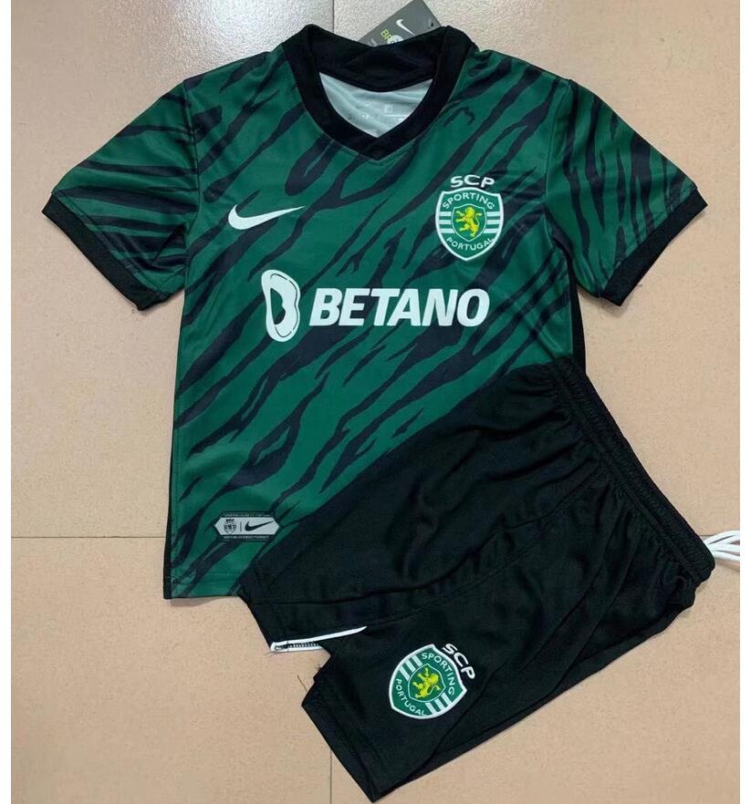 Kids Sporting Lisbon 2021/22 Third Away Soccer Kits Shirt With Shorts